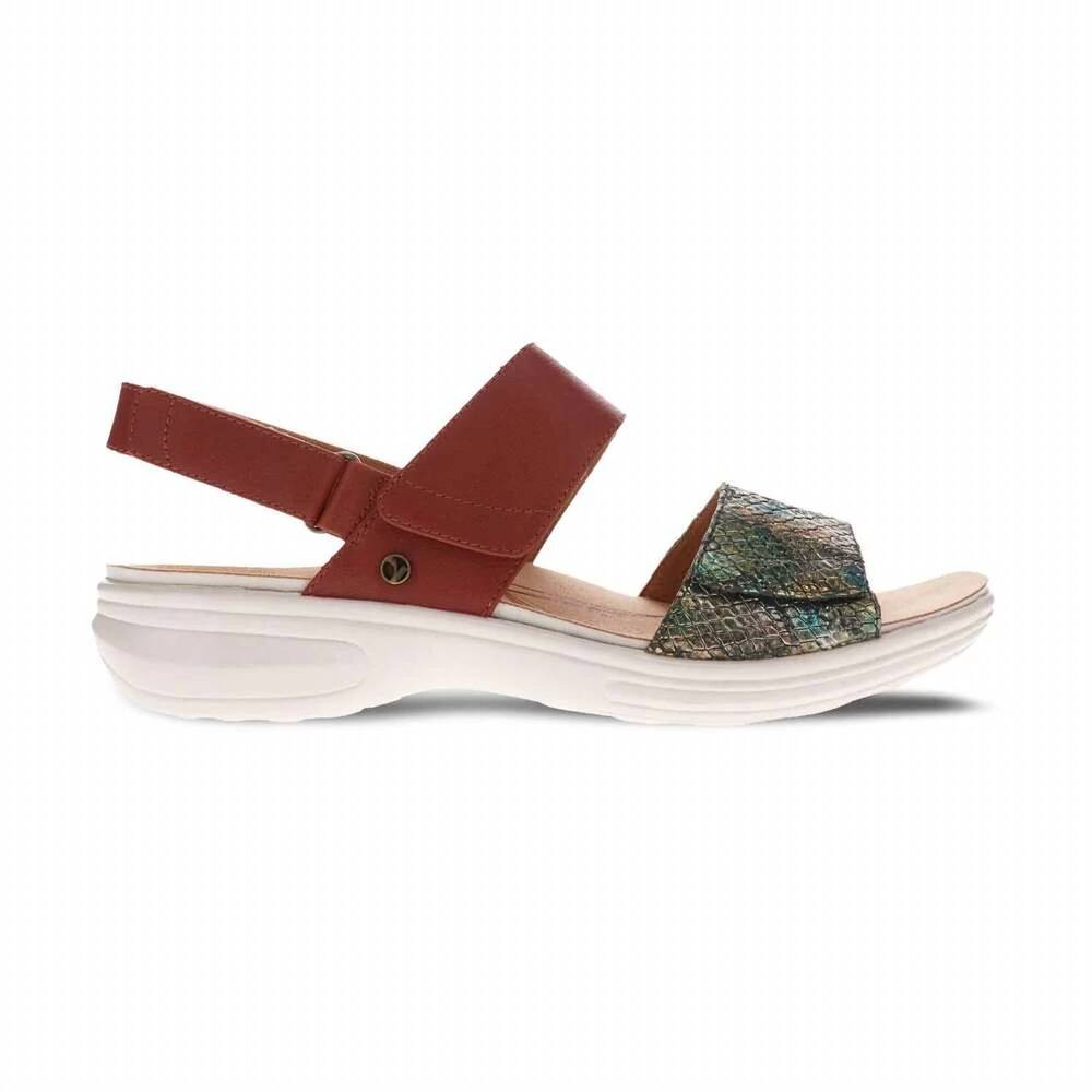 NEW REVERE women's como adjustable slingback sandal in cognac/peacock python